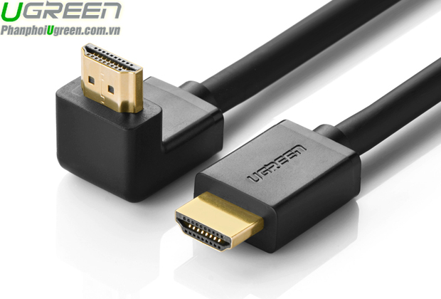 Cáp HDMI 10M tròn, bẻ góc 90 độ (lên) chính hãng Ugreen UG-10124