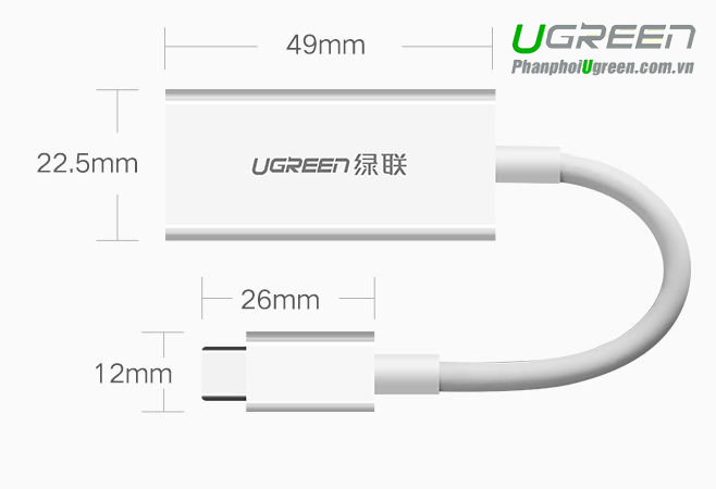 Cáp chuyển đổi USB Type C to Displayport (âm) Ugreen 40372 cao cấp