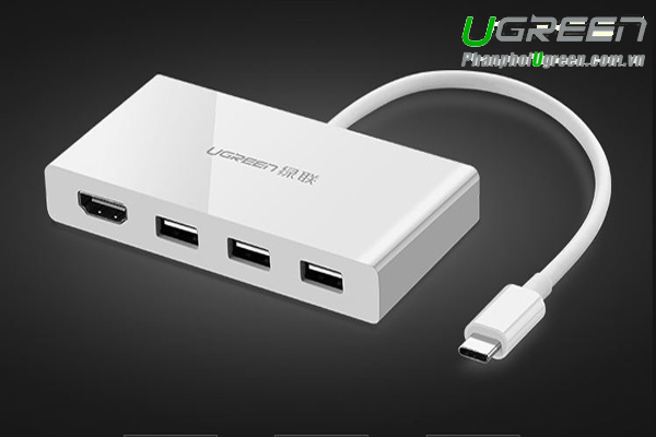 Cáp USB Type C to HDMI, tích hợp 3 cổng USB 3.0 Ugreen 40374