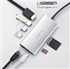 Bộ chuyển đa năng Ugreen 50516 - USB Type-C to HDMI, Lan, USB 3.0, đọc thẻ SD/TF, sạc Type-C