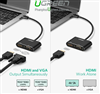 Cáp chuyển USB Type C To HDMI và VGA Chính hãng Ugreen 50318 vỏ nhôm