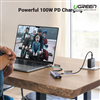 Hub USB-C Đa Năng 6 Trong 1, HDMI+2xUSB-A 3.2+ USB 3.2 C+RJ45+100W PD Ugreen 45000 chính hãng