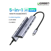 Hub USB Type-C 5 trong 1 ra HDMI 4K@60Hz, USB-A x3, Sạc PD 100W Ugreen 15597 chính hãng