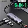 Hub USB Type C 6 in 1 to HDMI, USB 3.0, đọc thẻ SD/TF, PD USB C Ugreen 70411