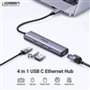 Hub USB Type C to 3 cổng USB 3.0 + Lan Ugreen 60600 tốc độ 1000Mbps