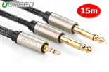 Cáp Audio 3.5mm ra 2 cổng 6,5mm dài 15m chính hãng Ugreen 10623