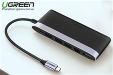 Cáp chuyển đổi USB Type C to HDMI, Lan, USB 3.0, hỗ trợ sạc USB C Ugreen 50989 cao cấp