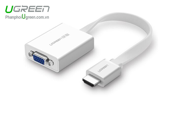 Cáp chuyển HDMI to VGA + Audio 3.5mm & Micro-USB Ugreen 40247 (màu trắng)