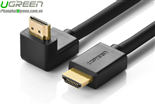 Cáp HDMI 10M tròn, bẻ góc 90 độ (xuống) chính hãng Ugreen UG 10177