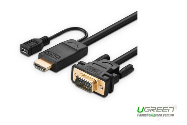 Cáp HDMI To VGA 2M Chính Hãng Ugreen 30450 (Có Nguồn Phụ)