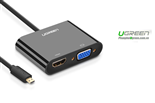 Cáp Micro HDMI To HDMI + VGA + Audio Ugreen 30355 cho Ultrabook, Máy tính bảng.