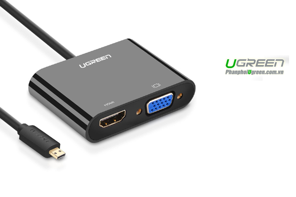 Cáp Micro HDMI To HDMI + VGA + Audio Ugreen 30355 cho Ultrabook, Máy tính bảng.