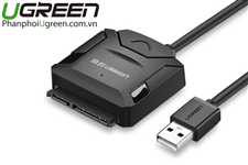 Cáp USB 2.0 to Sata Ugreen 20215 dùng cho HDD/SSD 2,5 và 3,5 có nguồn phụ