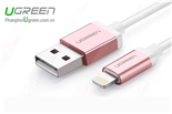 Cáp USB Lightning Ugreen 10465 dài 1M vỏ nhôm vàng hồng cao cấp
