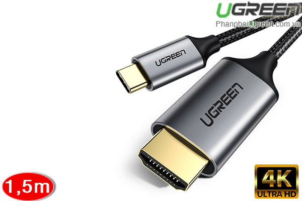 Cáp USB Type C to HDMI Ugreen 50570 dài 1,5m hỗ trợ 3D,4K cao cấp