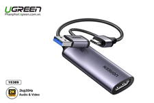 Card ghi hình HDMI to USB 3.0 Type C live streaming 2K30Hz Ugreen 15389 CM629 chính hãng