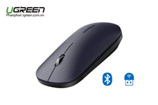 Chuột không dây 2.4Ghz + Bluetooth 5.0 Ugreen 25163 Slim Click DPI 4000 chính hãng
