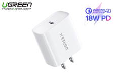 Củ sạc nhanh 18W chuẩn USB C Ugreen 60449 hỗ trợ QC 4.0 chính hãng