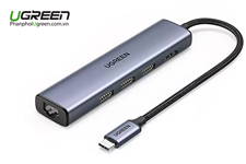 Hub Type C to HDMI ,3 USB 3.0 ,Lan RJ45 Gbs Ugreen 20934 chính hãng