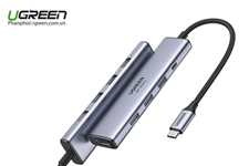 Hub USB Type-C 5 trong 1 ra HDMI 4K@60Hz, USB-A x3, Sạc PD 100W Ugreen 15597 chính hãng