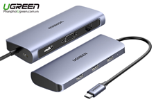 Hub USB Type C 7 in 1 to HDMI, VGA, LAN, USB 3.0, PD USB C Ugreen 60557