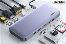 Hub USB Type C to HDMI, VGA, Displayport, USB 3.0, SD/TF, hỗ trợ sạc USB C Ugreen 70305