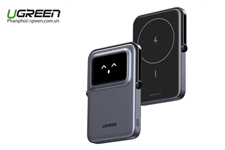 Pin sạc dự phòng không dây từ tính 5000mAh Ugreen UNO 35605B sạc nhanh PD 20W Màn LED Robot chính hã