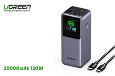 Pin sạc dự phòng Nexode 20000mAh 130W sạc nhanh 3 cổng Ugreen 35524B có màn hình chính hãng