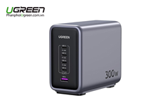 Sạc nhanh để bàn Nexode GaN 300W 5 cổng USB Type-C x4, Type-A x1 Ugreen 90903B chính hãng (EU Plug)