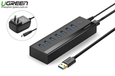Ugreen 40522 - Bộ chia USB 3.0 ra 7 cổng hỗ trợ nguồn phụ 5V/2A cao cấp
